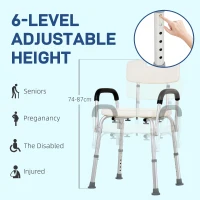 HOMCOM Adjustable Shower Chair, Shower Seat, Portable Medical Stool with Adjustable Back and Armrest for Mobility(m-6)
