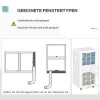 HOMCOM Mobile Klimaanlage, 7000BTU 3-in-1 Klimagerät - Kühlen, Entfeuchtung und Ventilation – Luftentfeuchter, Ventilator, mit Fernbedienung 24h Timer, 2 Geschwindigkeitsstufen, für 10-26 m², Weiß(m-8)