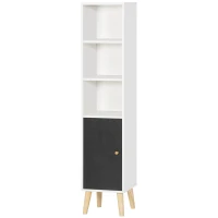 kleankin Bathroom Storage Cabinet, Bathroom Floor Standing Tallboy Unit with Adjustable Shelves and Cabinet, White(m-11)