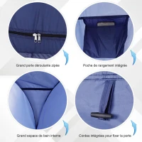 Outsunny Tente de douche pop-up tente de toilette pliable et portable anti-UV sac de transport inclus pour plage, pêche, randonnée, bain, l'extérieur, bleu marine(m-7)