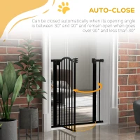 PawHut Metal 74-80cm Adjustable Pet Gate Safety Barrier w/ Auto-Close Door Black(m-5)