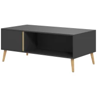 HOMCOM Coffee Table for Living Room, Modern Centre Table with Storage Compartments and Cabinets, Rectangular Side Table, 115x 58x 45cm, Grey(m-11)