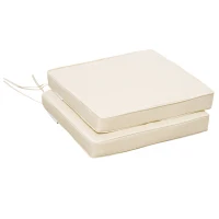 Outsunny Set of 2 Garden Chair Cushions with Ties, 45 x 45 cm Replacement Cushions for Outdoor Furniture, Cream White(m-7)