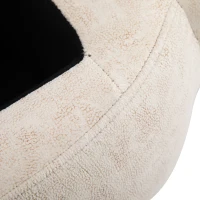 HOMCOM Pouf Contenitore a Forma di Ippopotamo con Gambe in Legno e Rivestimento Bianco Crema, per Cameretta 65x35x36cm(m-8)