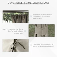 Outsunny Tonnelle de jardin barnum pavillon style colonial double-toit toiles latérales amovibles 4L x 3l x 2,72H m kaki(m-5)
