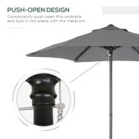Outsunny 2m Garden Parasol Umbrella, Outdoor Sun Shade with 6 Sturdy Ribs for Balcony, Bench, Garden, Dark Grey(m-7)