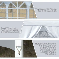 Outsunny 3 x 3 m Pavillon mit 4 Seitenwänden, Fenster, Festzelt mit UV-Schutz, Gartenzelt inkl. Tragetasche, Stahl, Weiß(m-8)