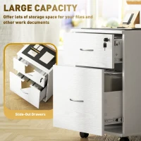 HOMCOM Two Drawer Lockable Filing Cabinet - White Wood Grain(m-4)