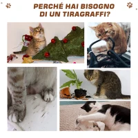 PawHut Albero Tiragraffi per Gatti Multi-livello, 2 Piattaforme, 1 Casetta e Corde in Juta, 61x41x96 cm, Beige(m-7)