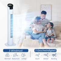HOMCOM Turmventilator mit Fernsteuerung 70° Oszillierender Standventilator 78,5cm Säulenventilator 50 W 3 Modi & 3 Geschwindigkeiten Schwarz+Weiß(m-5)