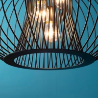 HOMCOM Pendelleuchte Hängelampe Deckenleuchte industriell Stil Kugelpendel Deckenstrahler E27 einstellbare Länge Metall Schwarz Ø50 x 150 cm(m-9)