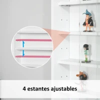 HOMCOM Vitrina Expositora Vitrina de Pared con Estantes Ajustables y 2 Puertas Correderas de Vidrio para Colecciones Perfumes Figuras de Decoración 80x9,5x60 cm Blanco(m-6)