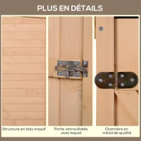 Outsunny Armoire abri de Jardin Remise pour Outils Bois de Sapin pré-huilé Toit bitumé incliné - Grande Porte verrouillable loquet - 2 étagères - dim. 75L x 56l x 115H cm(m-6)
