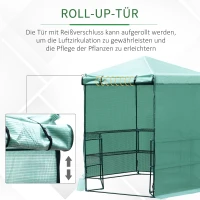 Outsunny Gewächshaus Treibhaus mit Regalböden, Reißverschluss Tomatenhaus Pflanzenhaus Frühbeet, Metallrahmen, 228 x 196 x 215 cm, Grün(m-6)