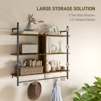 HOMCOM Three-Tier Floating Shelf - Brown/Black(m-4)
