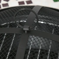 Outsunny 3-in-1 Φ68cm Outdoor Fire Pit, Garden Table with Cooking BBQ Grill, Mosaic Firepit Bowl with Spark Screen Cover, Fire Poker for Backyard Bonfire Patio(m-8)