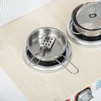 HOMCOM Cocina de Juguete de Madera para Niños de +3 Años Cocinita Infantil con 5 Accesorios Armarios de Almacenaje Estufa Grifo y Fregadero Extraíble 57x28x55 cm Blanco(m-9)