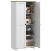 HOMCOM 172cm Kitchen Cupboard, Freestanding Storage Cabinet with Doors and Shelves, Modern 2-Door Kitchen Pantry Cupboard for Dining Room, White(m-1)