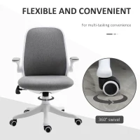 Vinsetto Swivel Office Chair Breathable Fabric Study Computer Chair with Flip-Up Arm for Home, Grey(m-7)