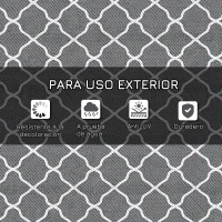 Outsunny Alfombra Exterior Reversible 182x274 cm de Plástico Impermeable para Terraza Patio Camping Playa Gris y Blanco(m-6)
