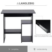 HOMCOM Computertisch, Schreibtisch, Bürotisch, Gamingtisch, Kinderschreibtisch PC-Tisch, Schwarz, 80 x 45 x 75 cm(m-6)