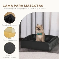 PawHut Colchón para Mascotas Tapizado en Cuero PU Acolchado de Espuma y Lavable con Cremallera 58x49x14,5 cm Negro(m-7)