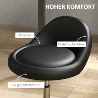 HOMCOM Arbeitshocker Drehhocker Rollhocker, höhenverstellbar, drehbare Sitzfläche, 50cm x 50 cm x 83 cm, Schwarz + Silber(m-5)