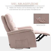 HOMCOM Relaxsessel mit Kopfstütze, verstellbare Rückenlehne, Liegeposition, Fernsehsessel, 85 cm x 95 cm x 104 cm; Rosa(m-6)
