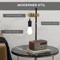 HOMCOM Tischlampe, Industrial Stil, inkl. LED, Metallrahmen, höhenverstellbar, schwarz+Holz(m-4)