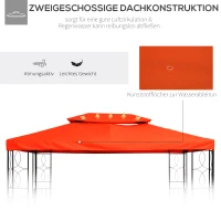 Outsunny Ersatzdach für Gartenpavillons 3x4m Polyester Kaffee(m-5)