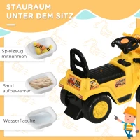 HOMCOM Aufsitzbagger, mit Kralle, Hupe, Sound-Effekten, Stauraum, Kippschutz, für Kinder 2-4 Jahre(m-5)
