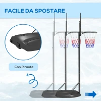 SPORTNOW Canestro Basket ad Altezza Regolabile con Base Riempibile, Canestro da Basket in Acciaio e PE, Nero(m-4)