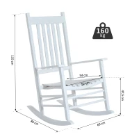 Outsunny Schaukelstuhl aus Holz mit Armlehne Schwingsessel Relaxstuhl Gartenstuhl Weiß 69 x 86 x 115 cm(m-3)