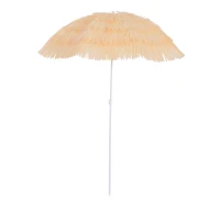 Outsunny Parasol de Plage Jardin Design Hawai 160 cm Raphia Artificiel Beige(m-10)