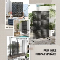 Outsunny Sichtschutz Sichtschutz Garten Gartenabtrennung, geometrische Formen, Metall, 122 x 45 x 198 cm, Schwarz(m-6)