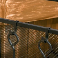 HOMCOM 3 Panel Folding Fireplace Screen with 4 Tools Set, Steel Mesh Spark Guard with Double Door for Open Fire, Log Burner, 122W x 80H cm, Black(m-8)