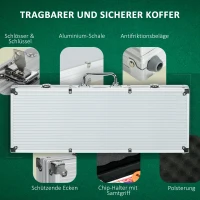 SPORTNOW Casinozubehör und Chips Pokerset mit Chips Pokerchip-Koffer, inkl. Unterlage,  500 Chips, Set für 9-10 Spieler, Silber(m-6)