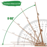 Vinsetto Staffelei Keilrahmen Atelierstaffelei Höhen- und Winkelverstellbar mit Ablagefach Buchenholz Natur 53 x 50,5 x 171-230 cm(m-6)