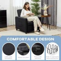 HOMCOM Linen-Look Single Chair Bed - Black(m-4)