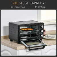 HOMCOM 21L Mini Countertop Oven, 100°C-230°C Adjustable Temp - Black(m-4)