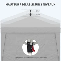 Outsunny Tonnelle de jardin pliante 3 x 3 x 2,75 m anti-UV 30 + avec fenêtres + parois latérales + sac de transport gris(m-6)