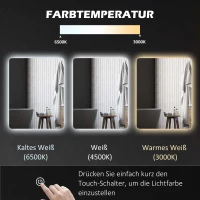 kleankin LED-Badezimmerspiegel, Antibeschlag, Touch-Schalter, Hintergrundbeleuchtung, 70 x 50 cm, Weiß(m-6)