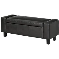 HOMCOM Ottoman Storage Chest Faux Leather Stool Bench Seat Bedding Blanket Box Home Furniture - Dark Brown(m-11)