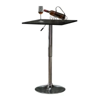 HOMCOM Table de bar table bistro chic style contemporain table carrée pivotante hauteur réglable dim. 60L x 60l x 82-103H cm métal chromé MDF noir(m-10)