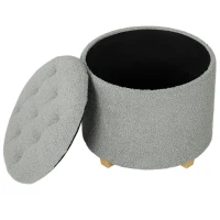 HOMCOM 40.5L Teddy Fleece Storage Ottoman - Grey(m-11)