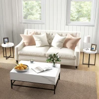 HOMCOM Set of 2 Round Side Table with Metal Legs, Modern End Table Bedside Table for Living Room, Bedroom, White(m-10)