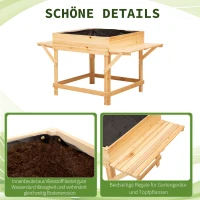 Outsunny Hochbeet aus Holz Pflanzkasten für Garten Balkon mit Ablage Blumenbeet Blumenkasten Natur 130 x 75 x 75 cm(m-6)