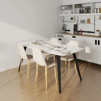 HOMCOM Modern Dining Chairs Set of 4, Kitchen Chairs with Backrest and Steel Legs for Dining Room, Living Room, Khaki(m-8)