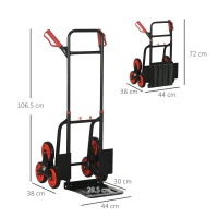 DURHAND Stair Climbing Hand Truck, Heavy Duty Foldable Trolley on Wheels, Multi-Purpose Sack, Steel Truck Moving Trolley, 120kg, Red(m-3)