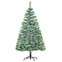 HOMCOM Arbre de Noël artificiel scène de neige Ø 75 x 150H cm 416 Réplique d'une branche d'épine Nordmann Grand Réalisme(m-10)